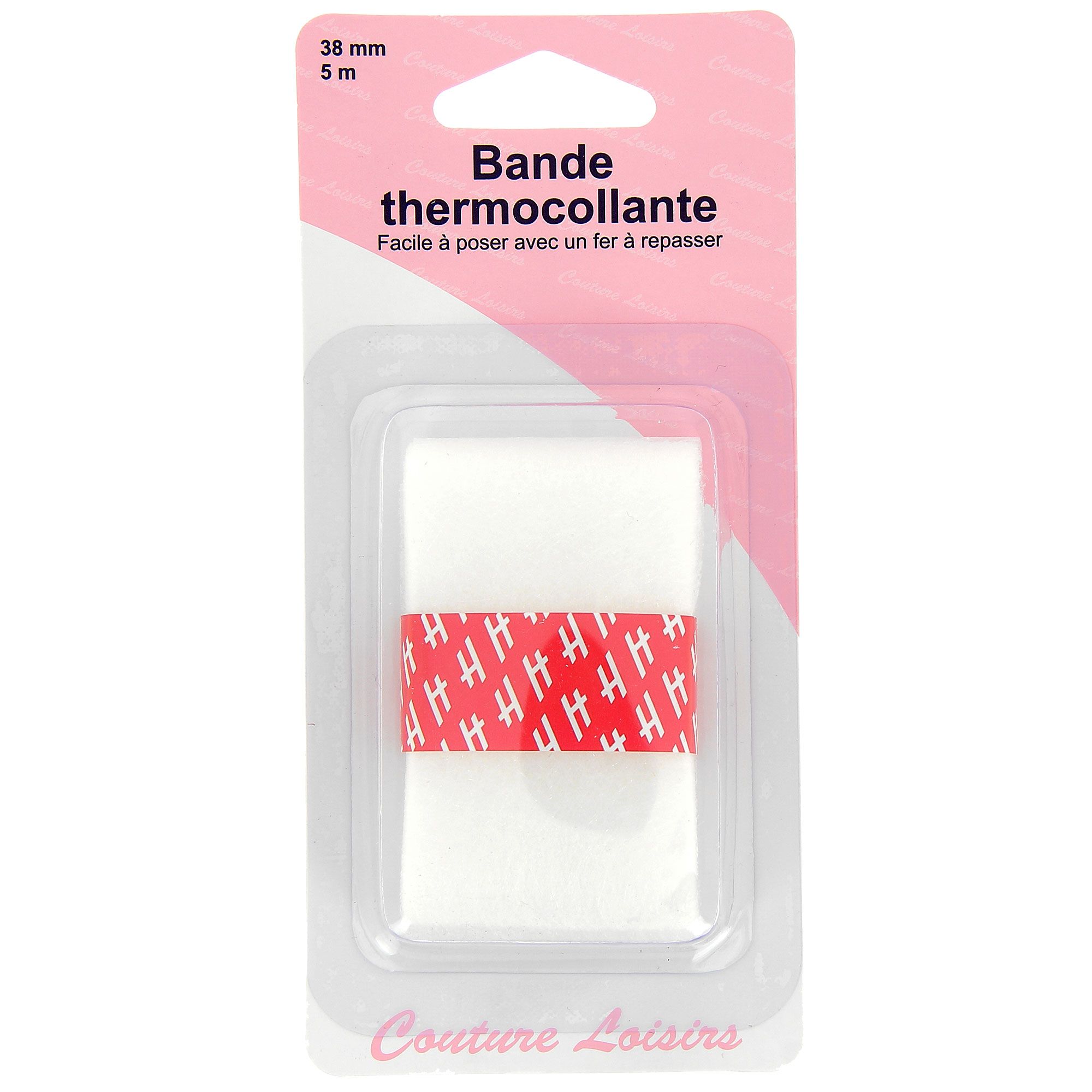 Ourlet thermocollant, 38 mm x 3 m, blanc sur