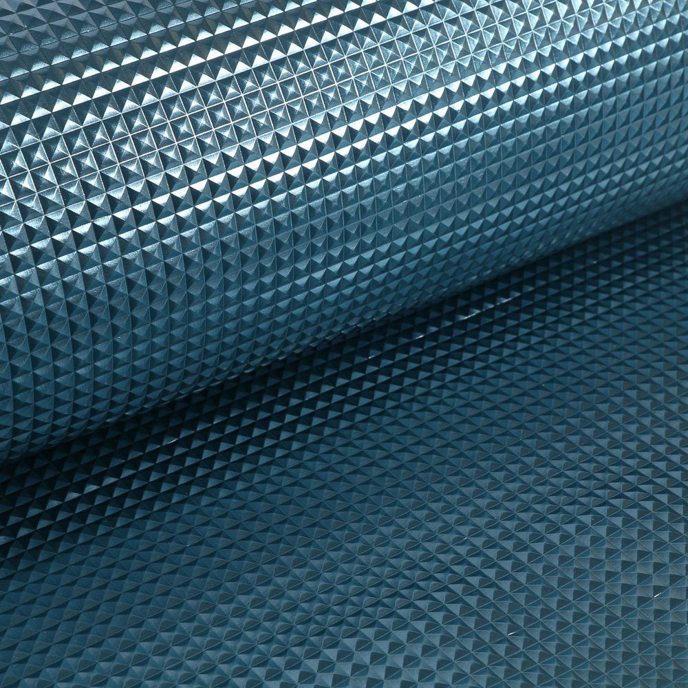 Tissu Simili Cuir Merlin géométrique Bleu canard - Par 50 cm