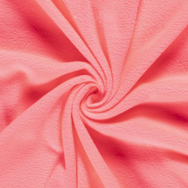 Tissu Polaire uni Rose fluo - Par 10 cm