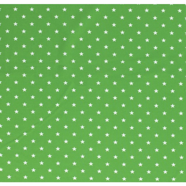 Tissu Jersey Coton Etoiles blanches sur fond Vert - Par 10 cm