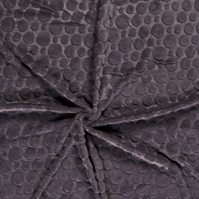 Tissu Fausse fourrure Ultra doux Pois en relief Gris anthracite - Par 10 cm
