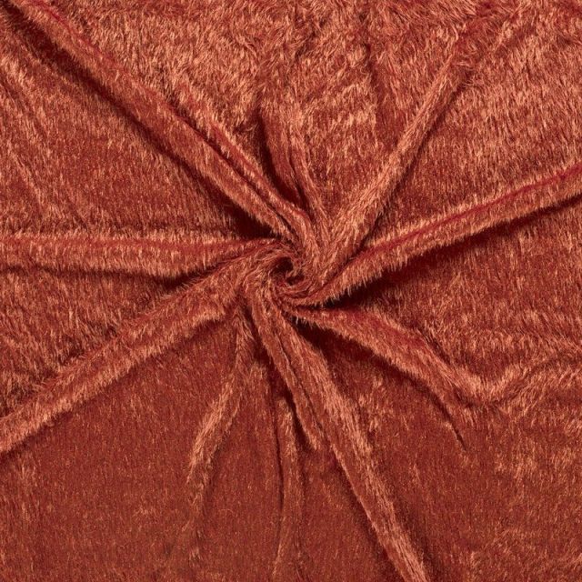 Tissu Fausse fourrure Longs poils Alba Brique - Par 10 cm