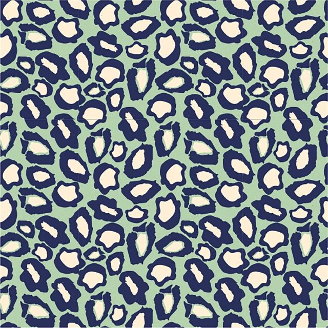 Tissu Jersey Coton Tâches léopard sur fond Vert menthe - Par 10 cm
