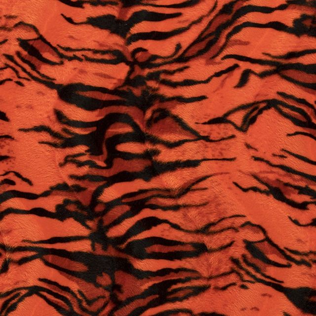 Tissu Velours Peau de bête Tigré Orange - Par 10 cm