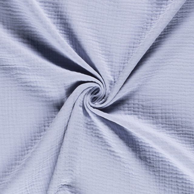 Tissu Triple gaze de coton Bleu ciel - Par 10 cm