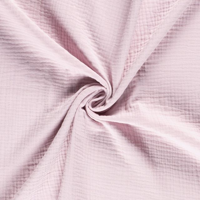 Tissu Triple gaze de coton Rose pâle - Par 10 cm
