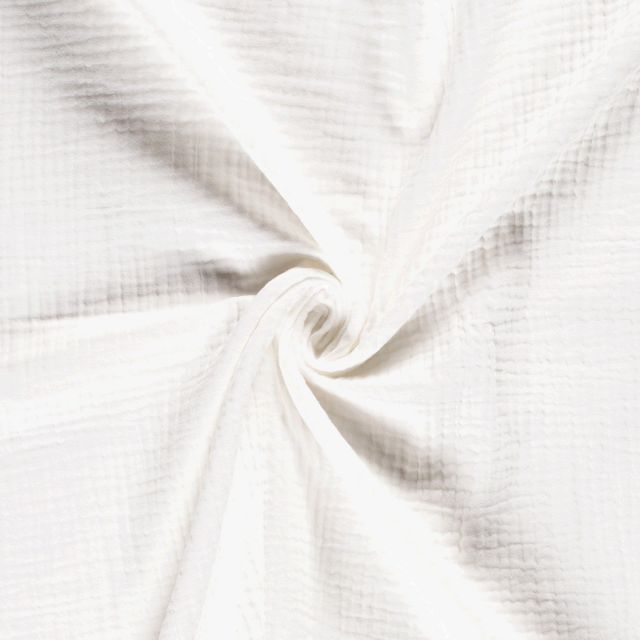 Tissu Triple gaze de coton Blanc cassé - Par 10 cm