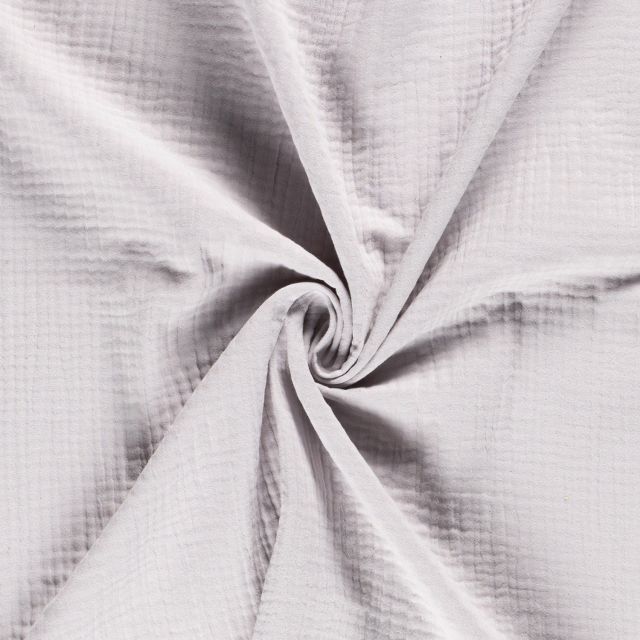 Tissu Triple gaze de coton Gris clair - Par 10 cm