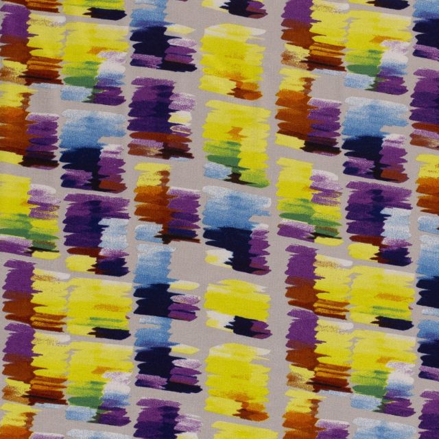 Tissu Jersey Viscose Panel coloré sur fond Beige - Par 10 cm