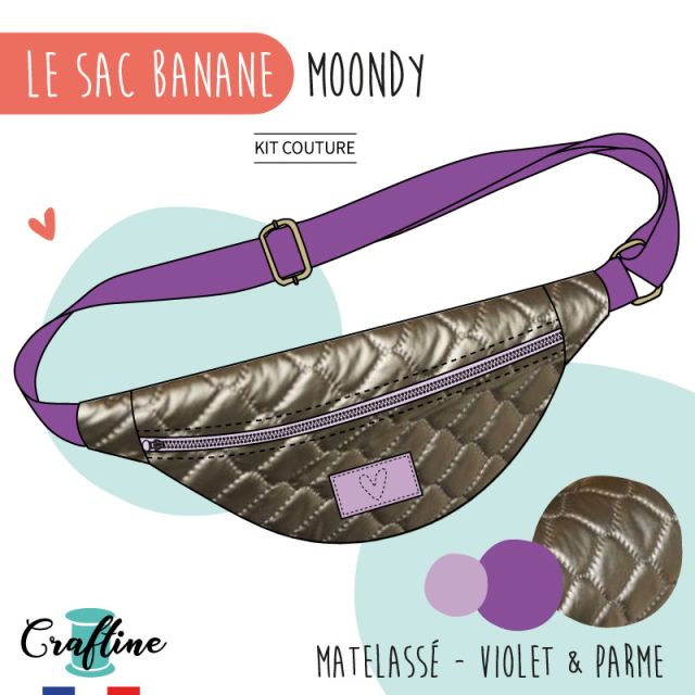 Kit Couture Craftine Sac Banane Moondy Matelassé Violet & parme