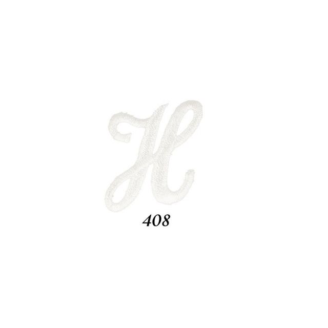 Ecusson Thermocollant Lettre Calligraphie Anglaise "H" Blanche
