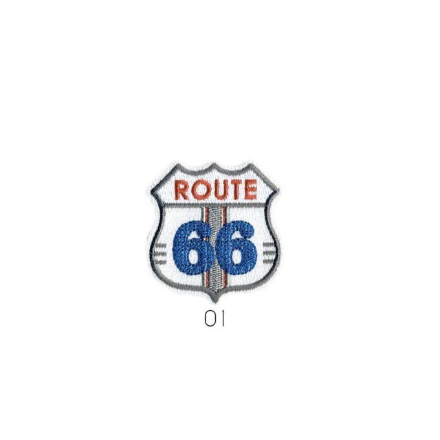 Ecusson Thermocollant Route 66 Rouge/Bleu-Gris/Blanc