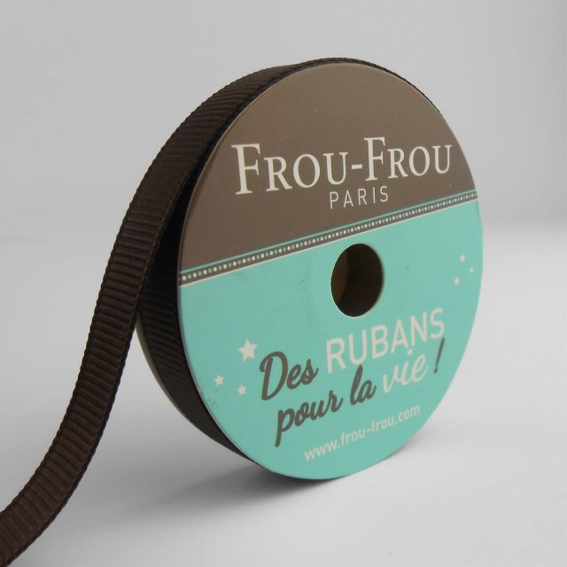 Bobinette Ruban Gros grain Frou-Frou Chocolat - 9 mm x 6 mètres