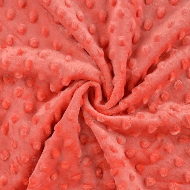 Tissu Minky Ultra doux Pois Corail - Par 10 cm