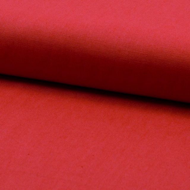 Tissu Coton Sergé d'ameublement uni Corail - Par 10 cm