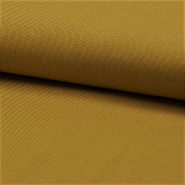 Tissu Coton Sergé d'ameublement uni Moutarde - Par 10 cm