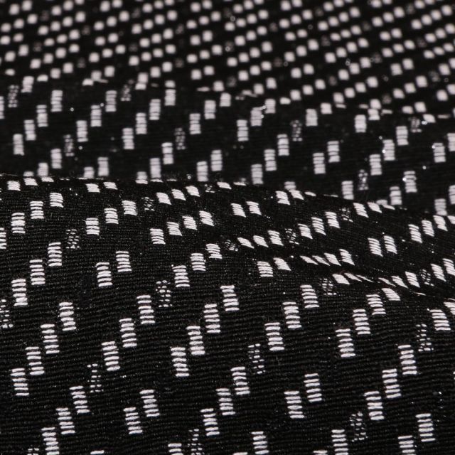 Tissu Gianni Maille Lurex Noir Rectangles Blancs et gris - Par 10 cm