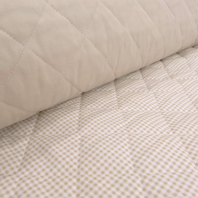Tissu Piqué de coton Baby Matelassé réversible Taupe - Par 10 cm