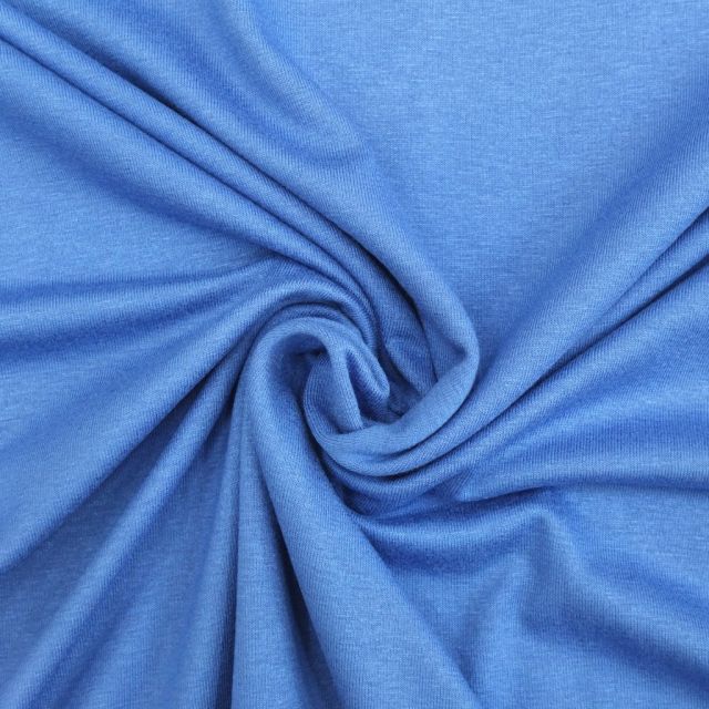 Tissu Jersey Viscose uni Bleu Provence x10cm
