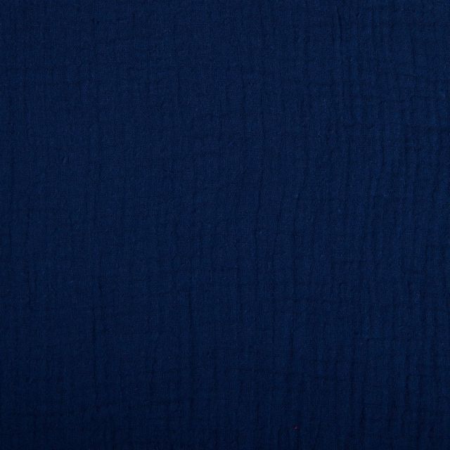 Tissu Double gaze de coton uni Bleu marine - Par 10 cm