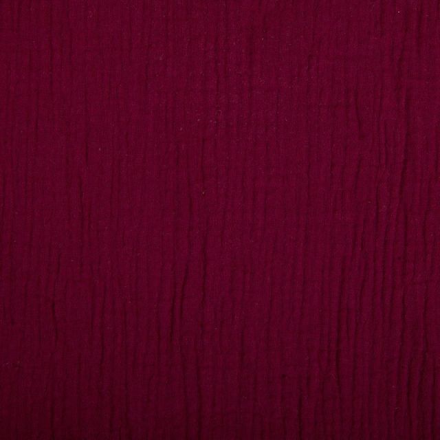 Tissu Double gaze de coton uni Bordeaux - Par 10 cm