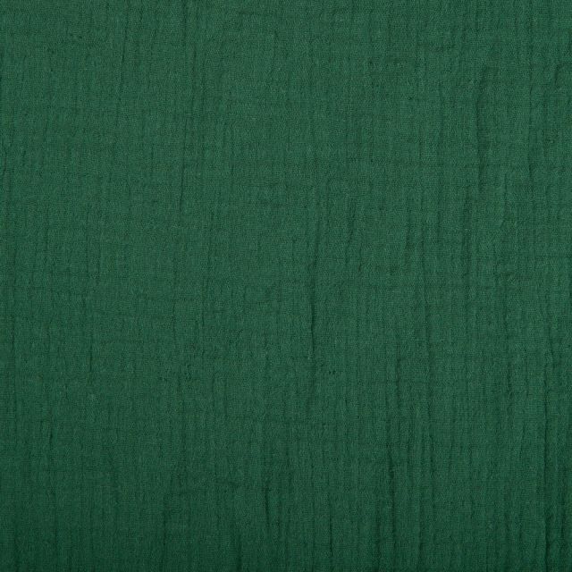 Tissu Double gaze de coton uni Vert pin - Par 10 cm
