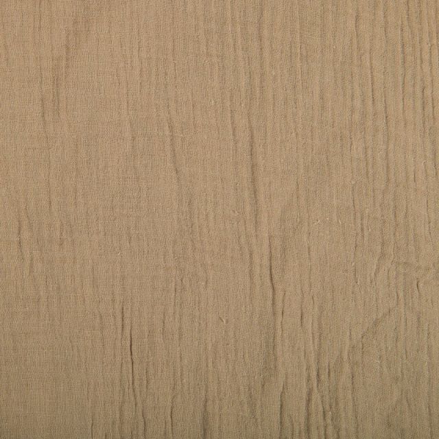 Tissu Double gaze de coton uni Beige foncé - Par 10 cm