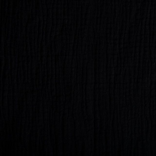 Tissu Double gaze de coton uni Noir - Par 10 cm