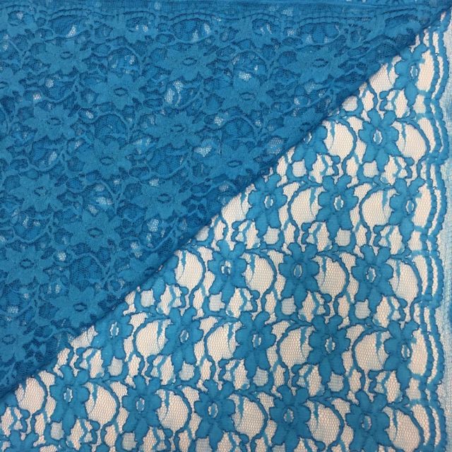 Tissu Dentelle Eva Bleu turquoise - Par 10 cm
