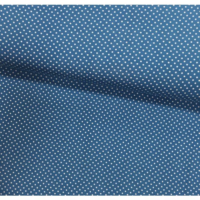 Tissu Milleraies Bleu turquoise Pois 3 mm Blancs - Par 10 cm