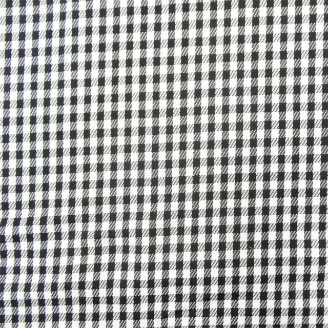 Tissu Tartan Ecossais Blanc Petit Carreaux Noirs - Par 10 cm
