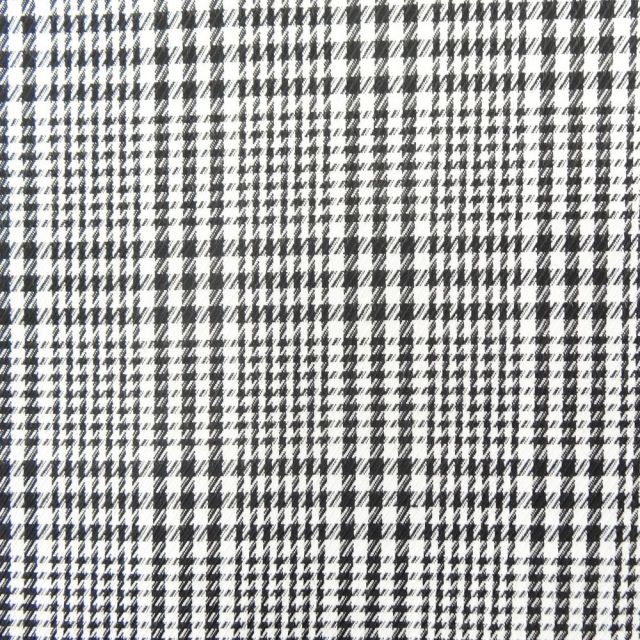 Tissu Tartan Ecossais Pied de Poule Noir et Blanc - Par 10 cm