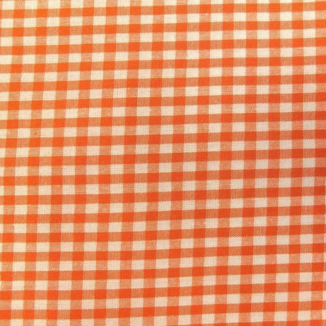 Tissu Vichy Petits carreaux 5 mm Orange - Par 10 cm