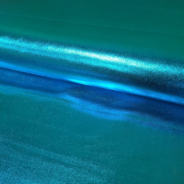Tissu Lamé brillant Bleu turquoise - Par 10 cm