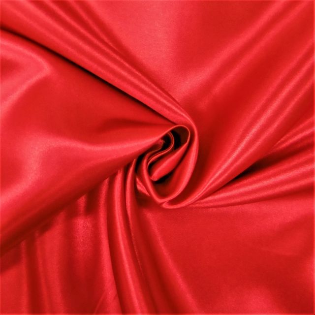 Tissu Doublure Satin Deluxe Rouge - Par 10 cm