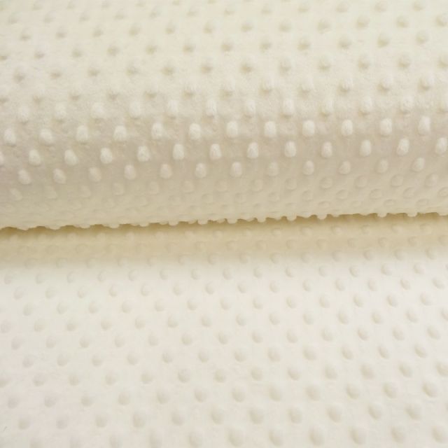 Tissu Minky Ultra doux Pois Ecru - Par 10 cm