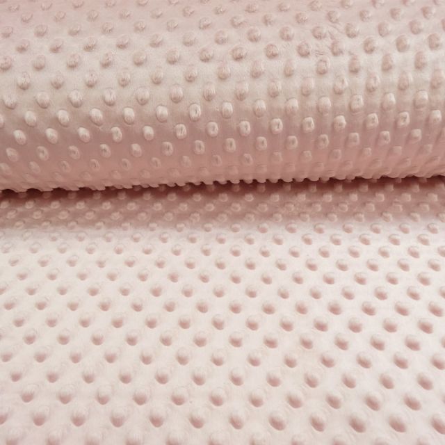 Tissu Minky Ultra doux Pois Rose dragée - Par 10 cm