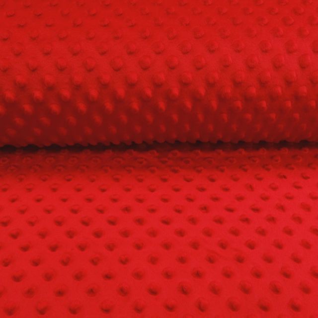 Tissu Minky Ultra doux Pois Rouge - Par 10 cm
