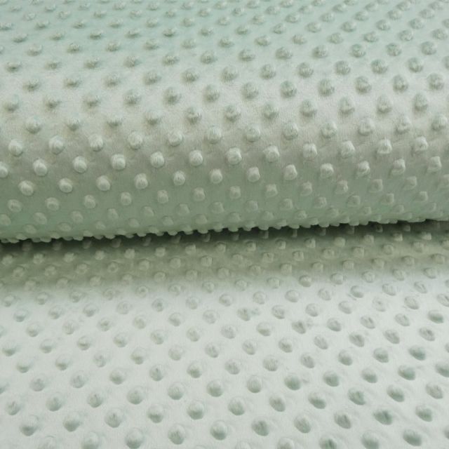 Tissu Minky Ultra doux Pois Vert d'eau - Par 10 cm