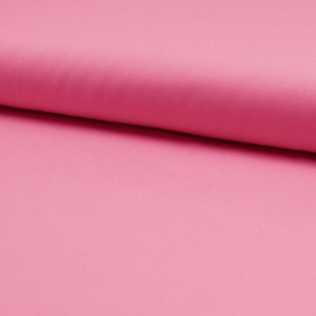 Tissu Popeline de coton unie Rose - Par 10 cm