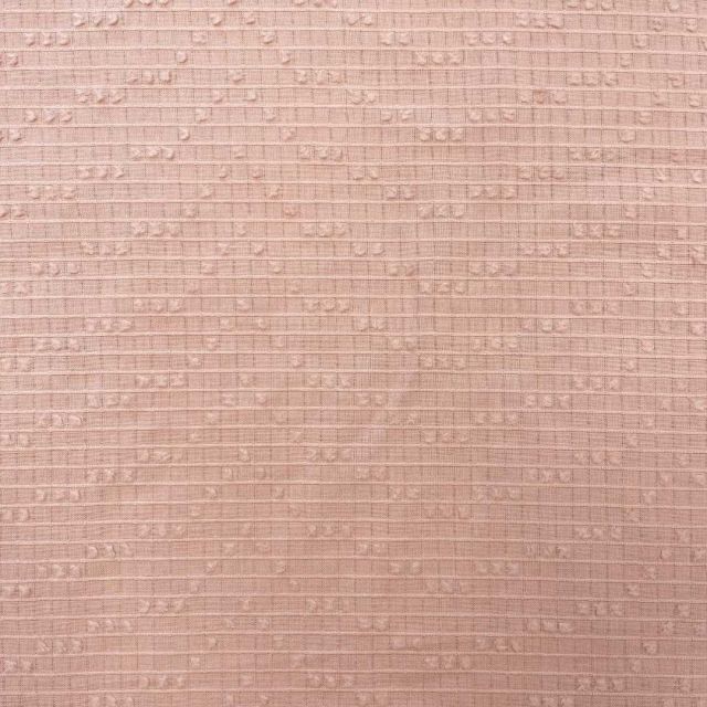 Tissu Voile de Coton Plumetis Dobby sur fond Rose pâle