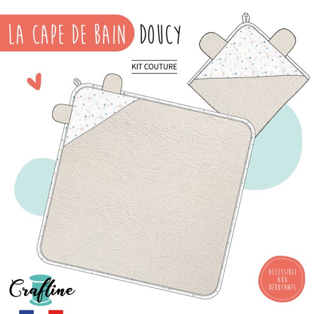 Kit Couture Craftine Cape de bain Doucy Ecru étoiles