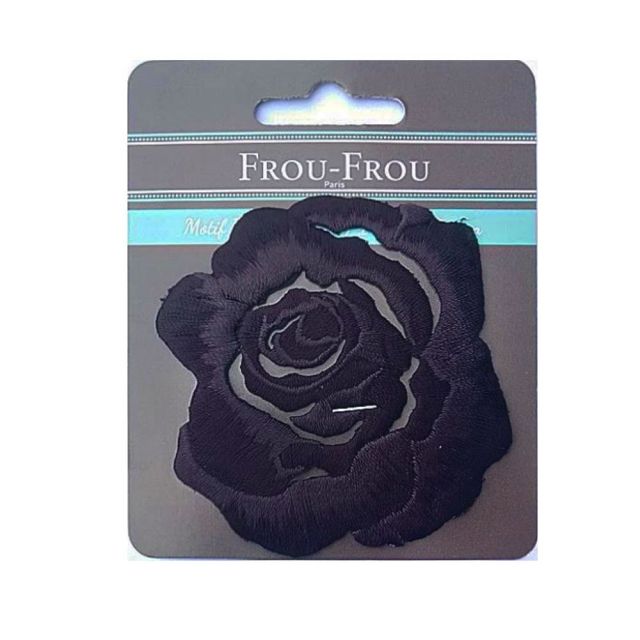 Ecusson Thermocollant Rose noire Brodée - 2 Tailles