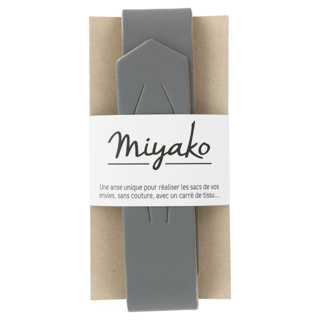 Anse de sac en cuir Miyako Gris acier