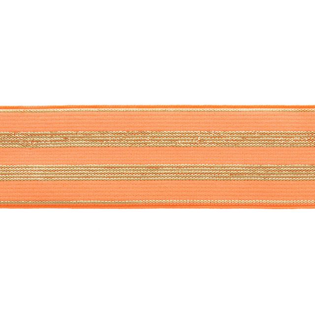 Élastique Plat Lurex Orange rayures or 30 mm x1m