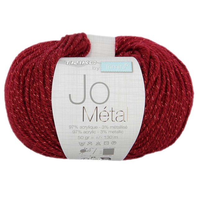 Pelote de fil à tricoter Jo Métal 50g - Rouge