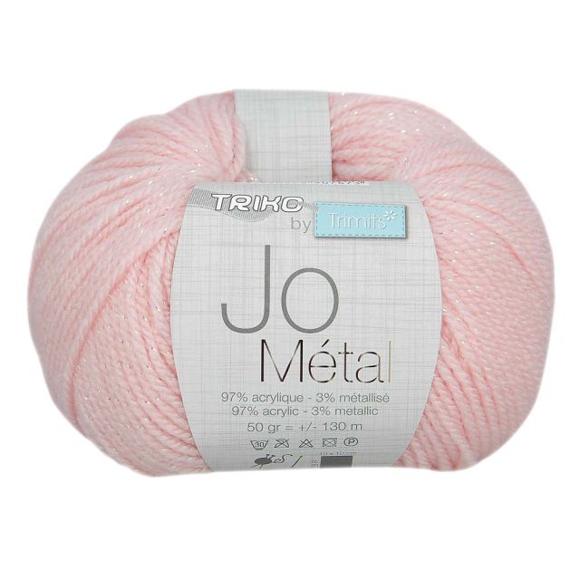 Pelote de fil à tricoter Jo Métal 50g - Rose clair
