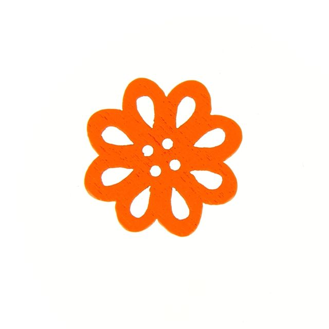 Bouton fleur en bois 20 mm - Orange