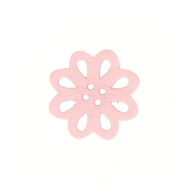 Bouton fleur en bois 20 mm - Rose clair
