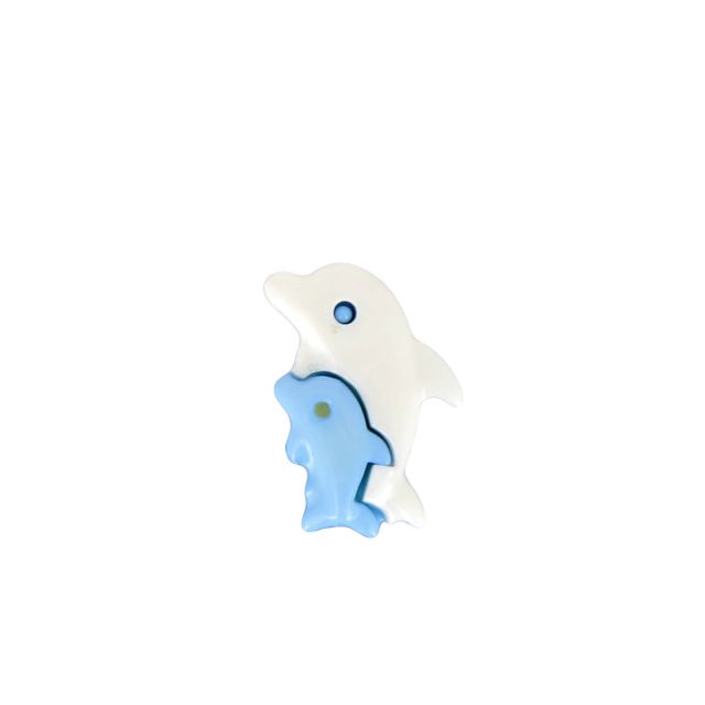 Bouton dauphin 18 mm - Bleu clair